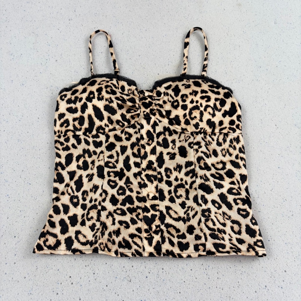 Thirty Thirty LA Leopard Print Bustier Camisole Small McBling Y2K Aesthetic Top